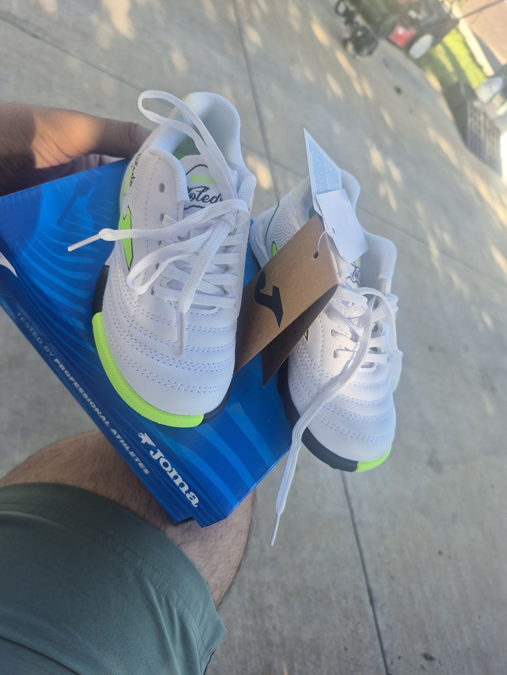 Joma Kids White Sneakers with Neon Green Accents